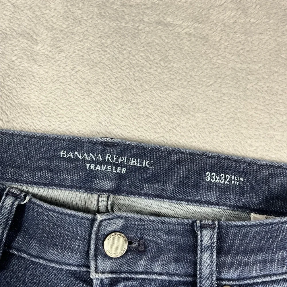 Banana‎ Republic Travelers Jeans Navy Blue Denim Mens 33x31* Pants Slim Fit